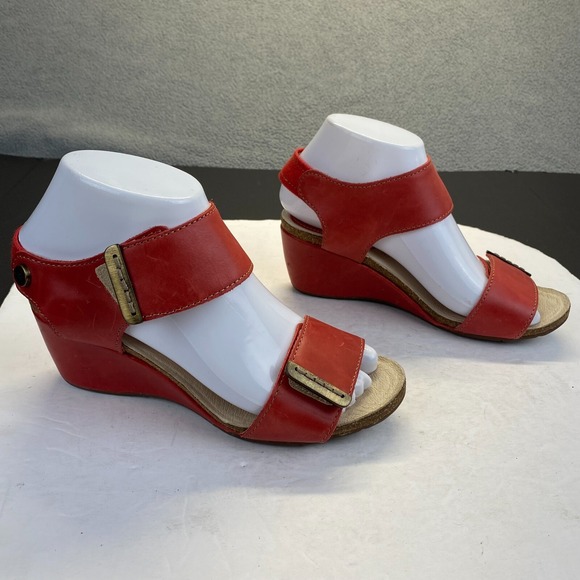 bussola Shoes - Bussola Womens Red Leather‎ Sandal  size 37/6.5 Platform,Casual,Preppy